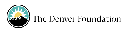 A logo for the denver foundation with a mountain and sun in a circle.