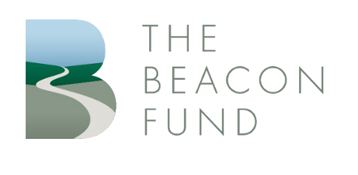 The logo for the beacon fund is a yellow and white triangle.