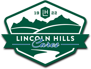 A green and white logo for lincoln hills cares