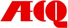 A red logo with the letters a and q on a white background.