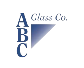 ABC Glass Co. logo with blue letters and a blue gradient triangle