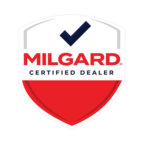 Milgard logo in red, sans-serif font on a white background.