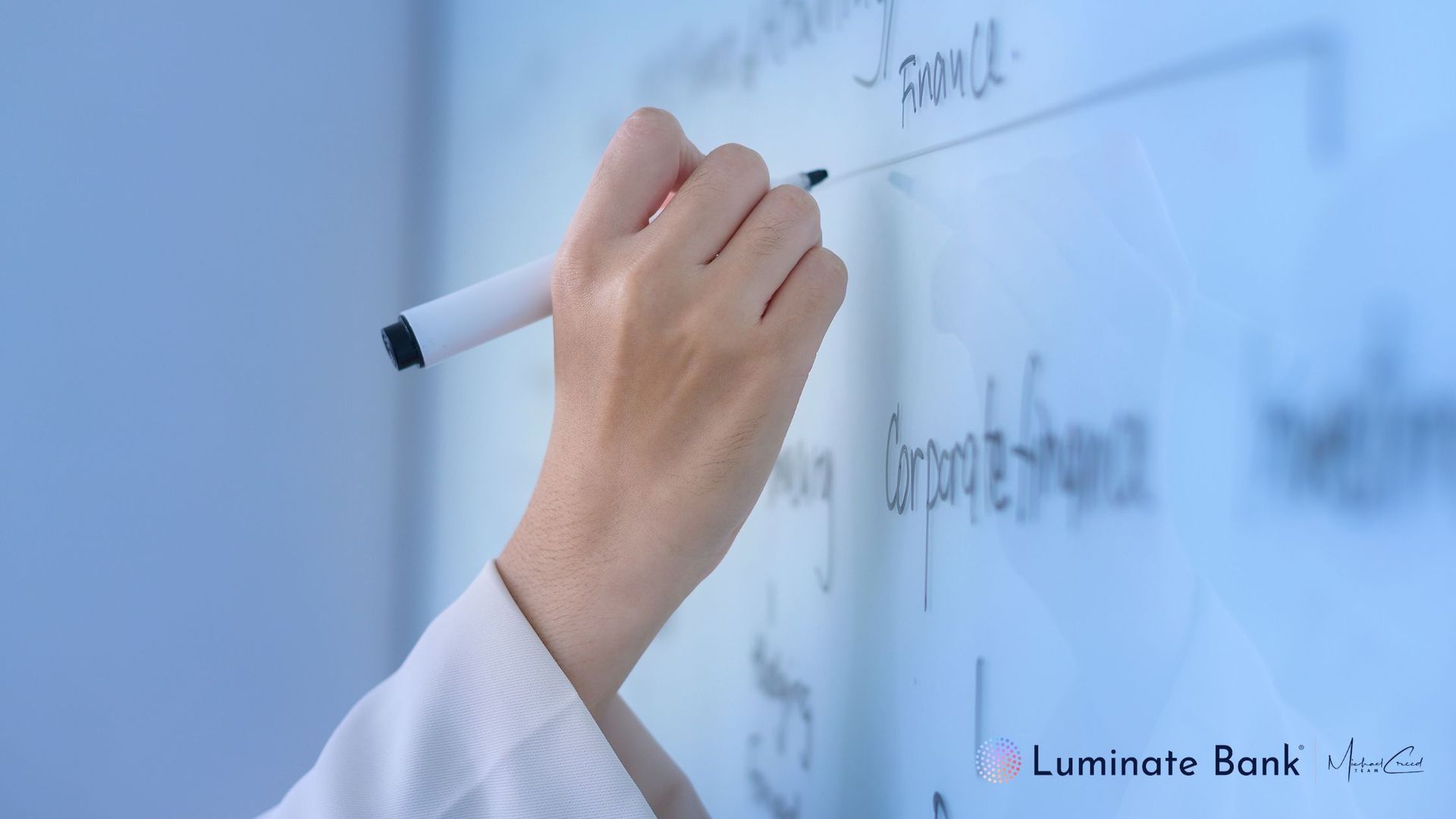 Leader clearly communicating through written words on a white-board. 