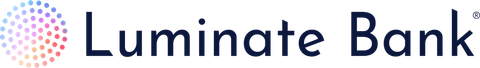 a logo for luminate home loans is shown on a white background .