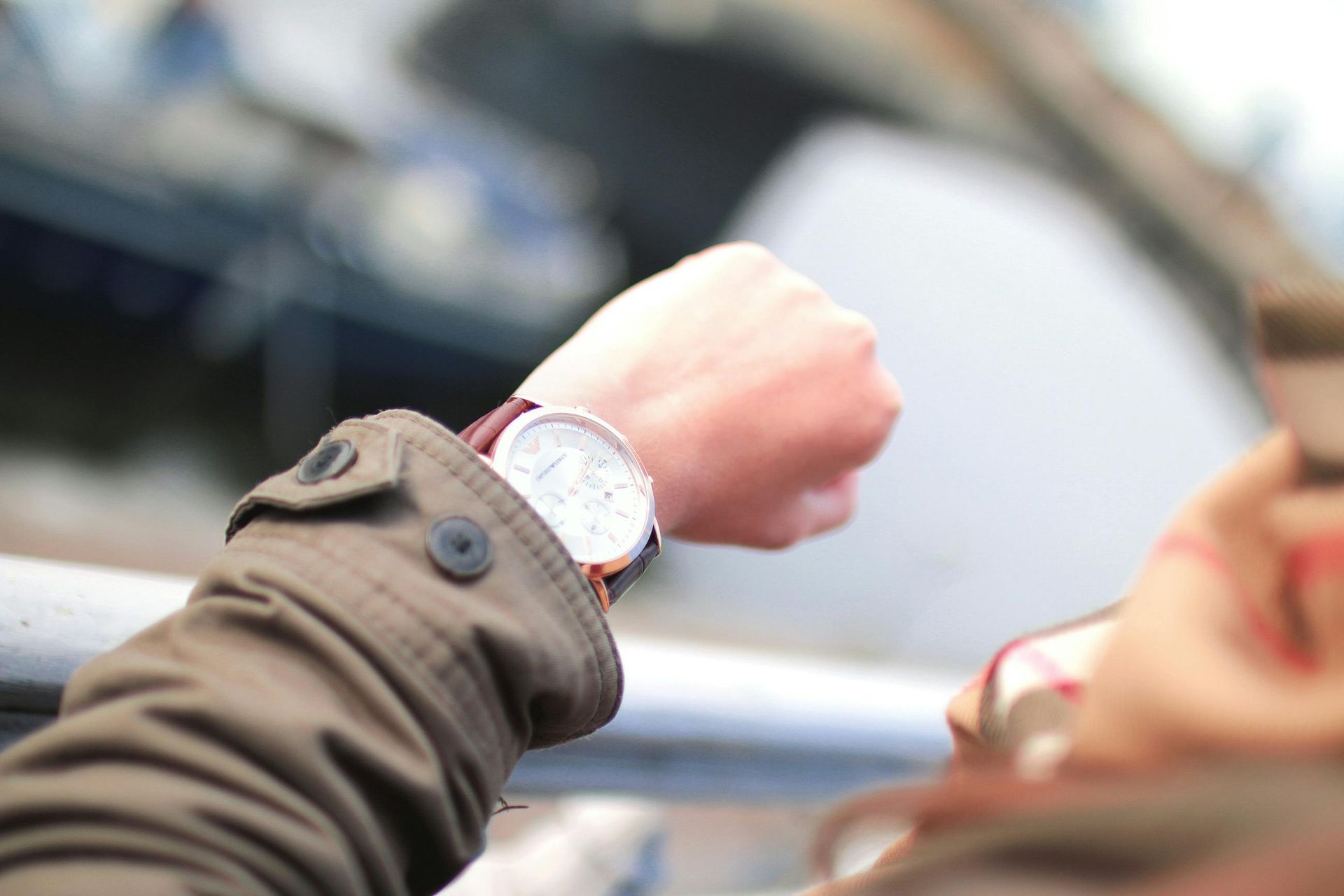 Man looking at his watch.