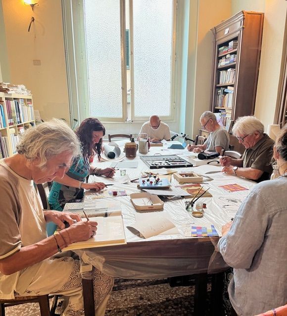 A painting of birds and flowers on a white background.