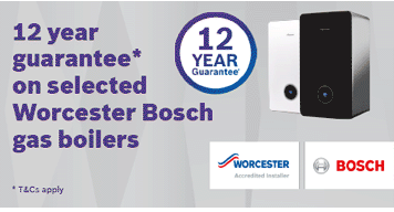 12 year guarantee on selected Worcester Bosch gas boilers