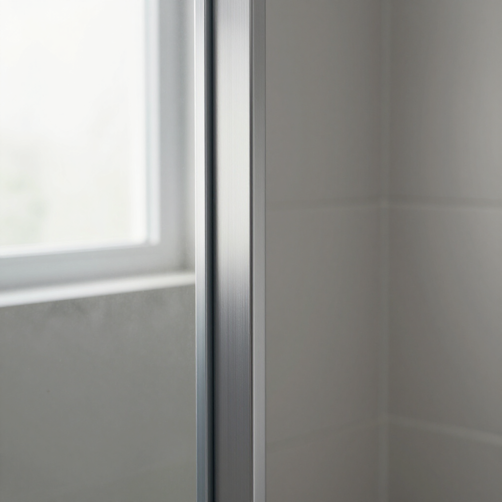 Detalle de cancél de aluminio en baño moderno