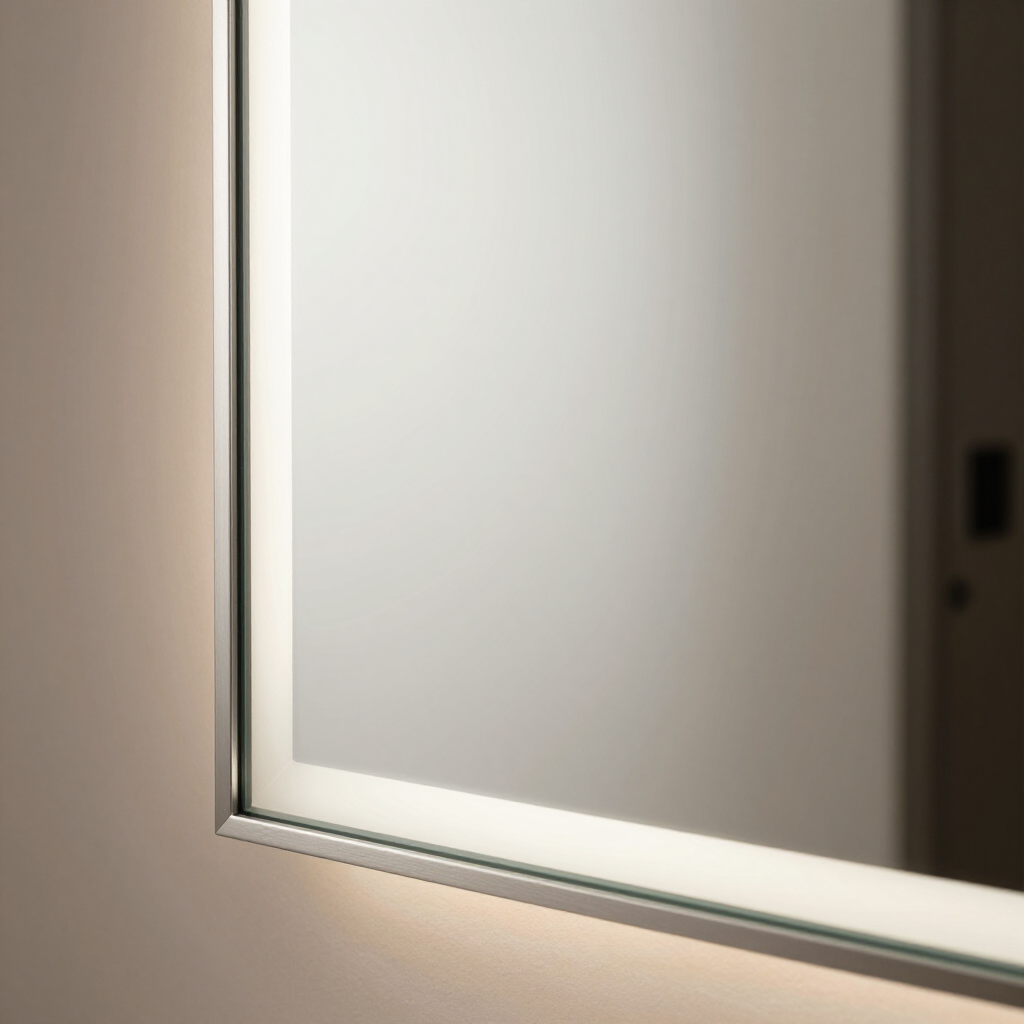 Detalle de espejo moderno con borde y marco