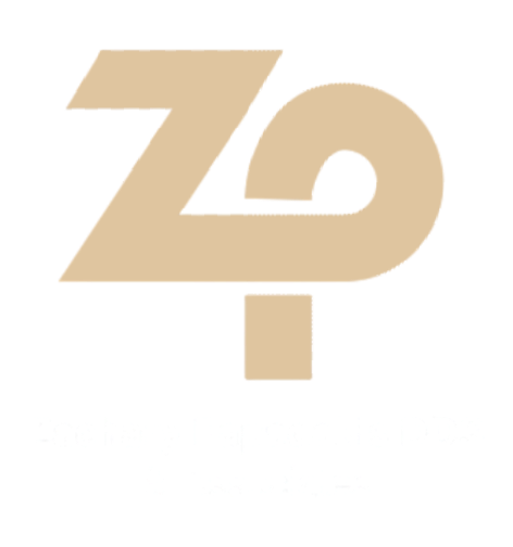 Gold stylized logo with Z P