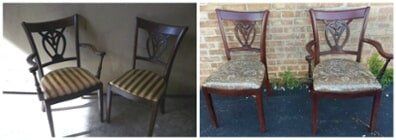 Refinish and reupholster chairs with plastic covers — Wood Finishing in Addison, IL