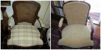 Upholstered Chair with back cushion — Wood Finishing in Addison, IL