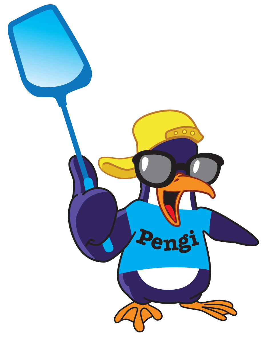 Cartoon Penguin Pool Cleaner — Penguin Pools in Gold Coast, QLD