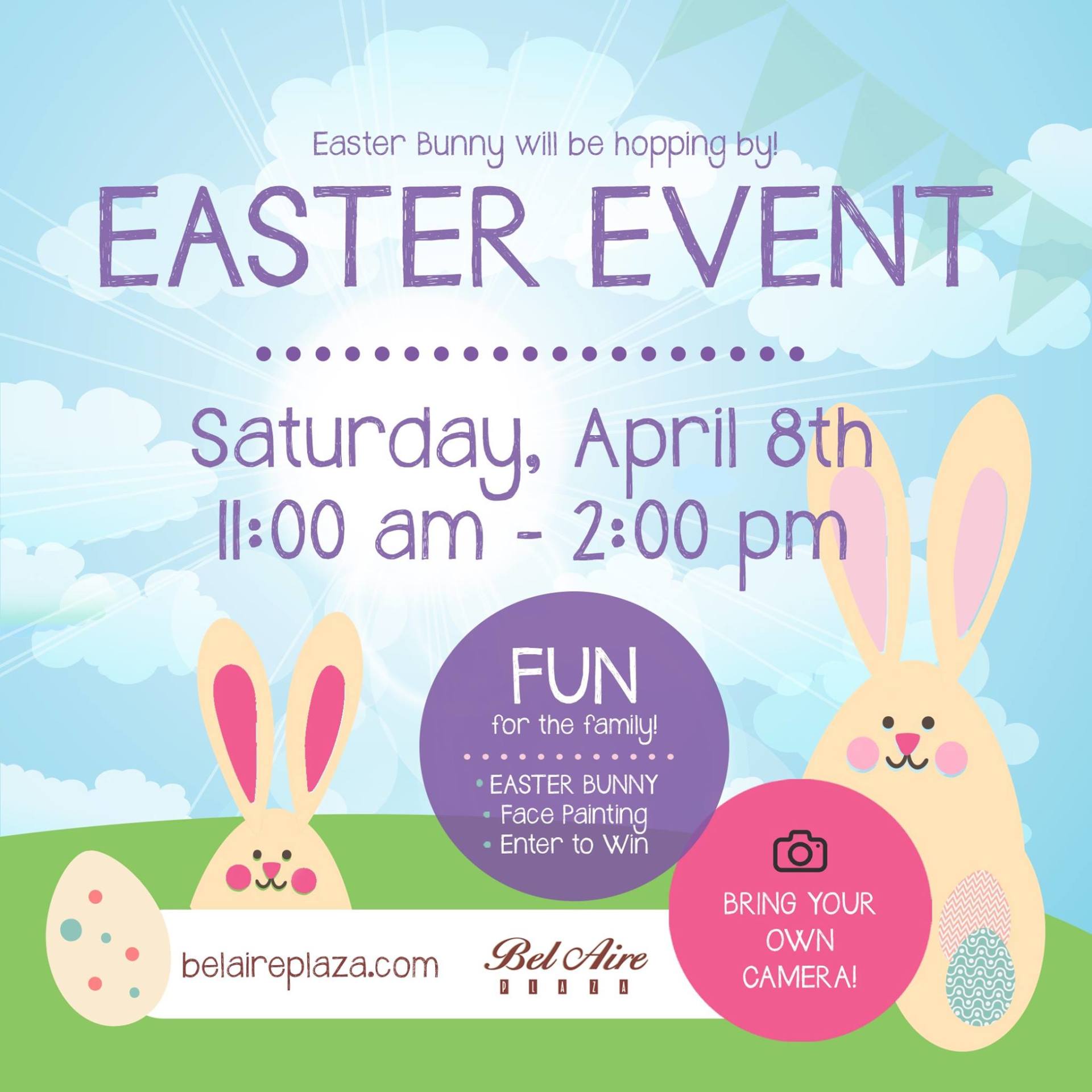 A poster for an easter event on saturday april 8th