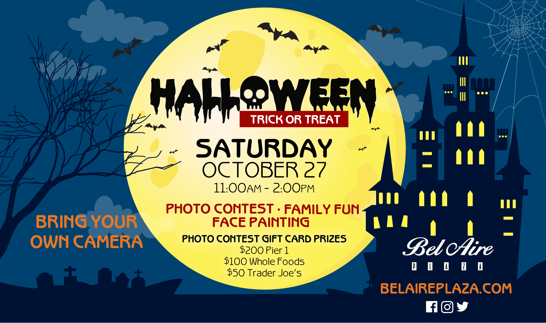 A poster for a halloween trick or treat on saturday october 27