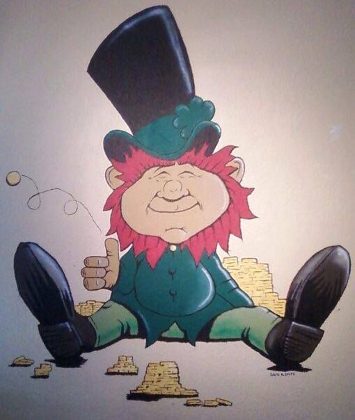 A cartoon of a leprechaun giving a thumbs up