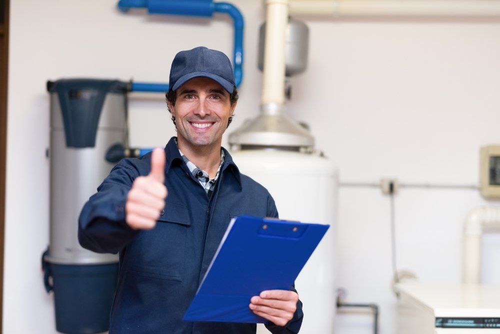 A Man is Holding a Clipboard and Giving a Thumbs Up — Mid Richmond Plumbers & Suppliers in Bangalow, NSW