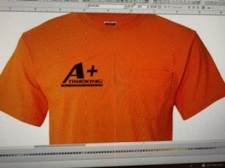 An orange t-shirt with the word a + on it