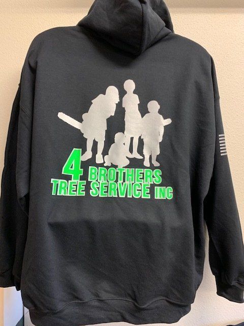A black hoodie that says 4 brothers tree service inc