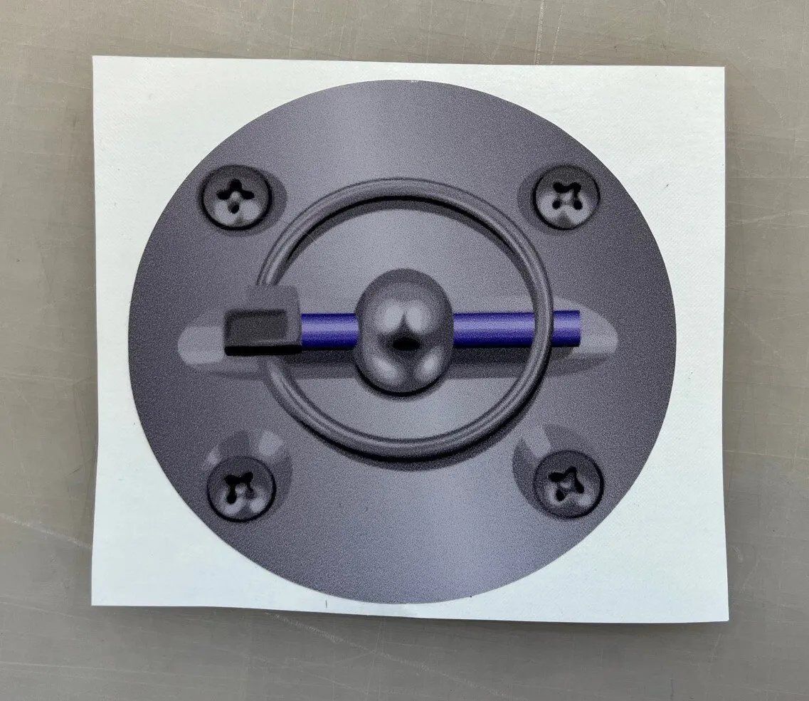 A picture of a circle with screws on it