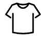A black and white drawing of a t-shirt on a white background.