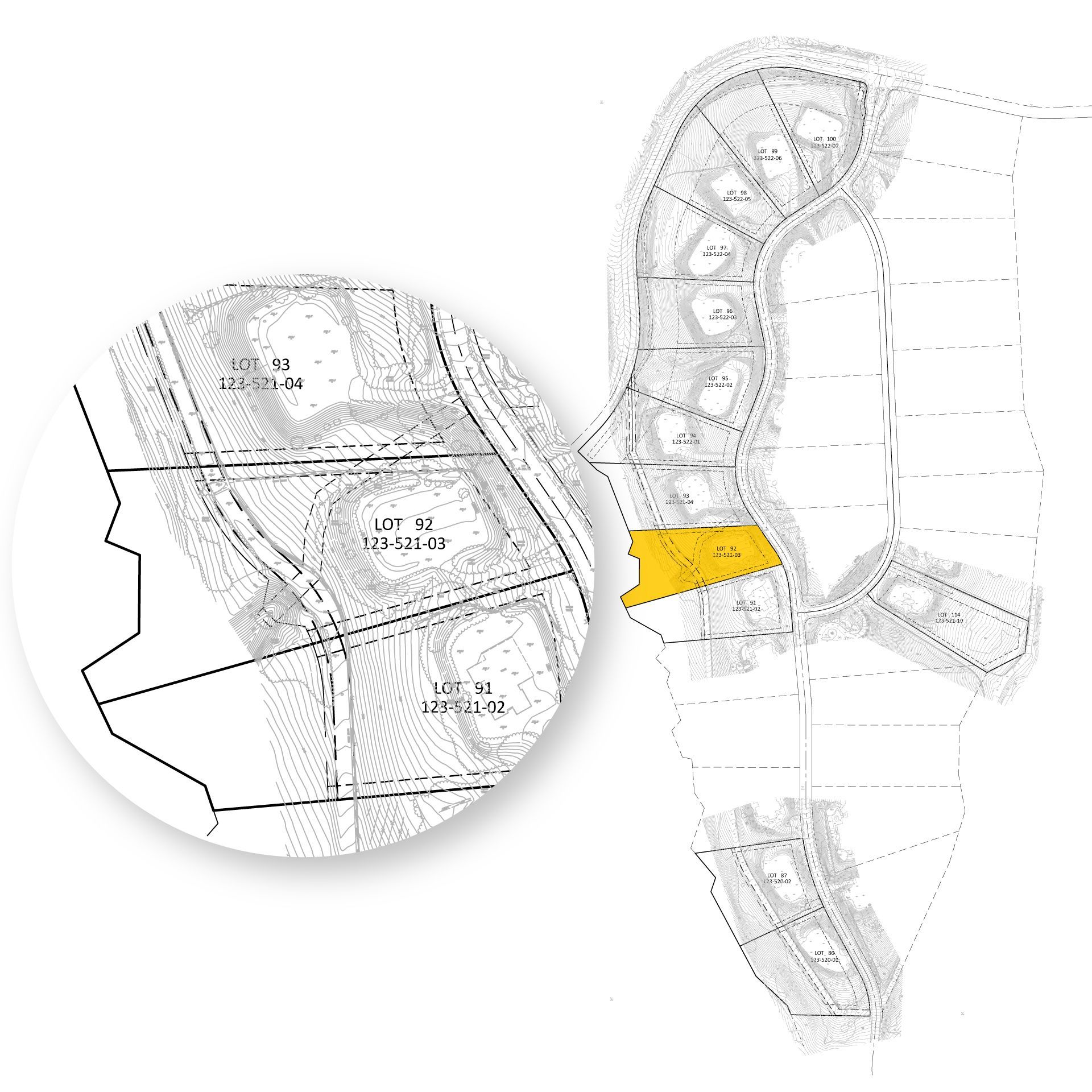 Lot 92 - Flat, lots of natural landscaping