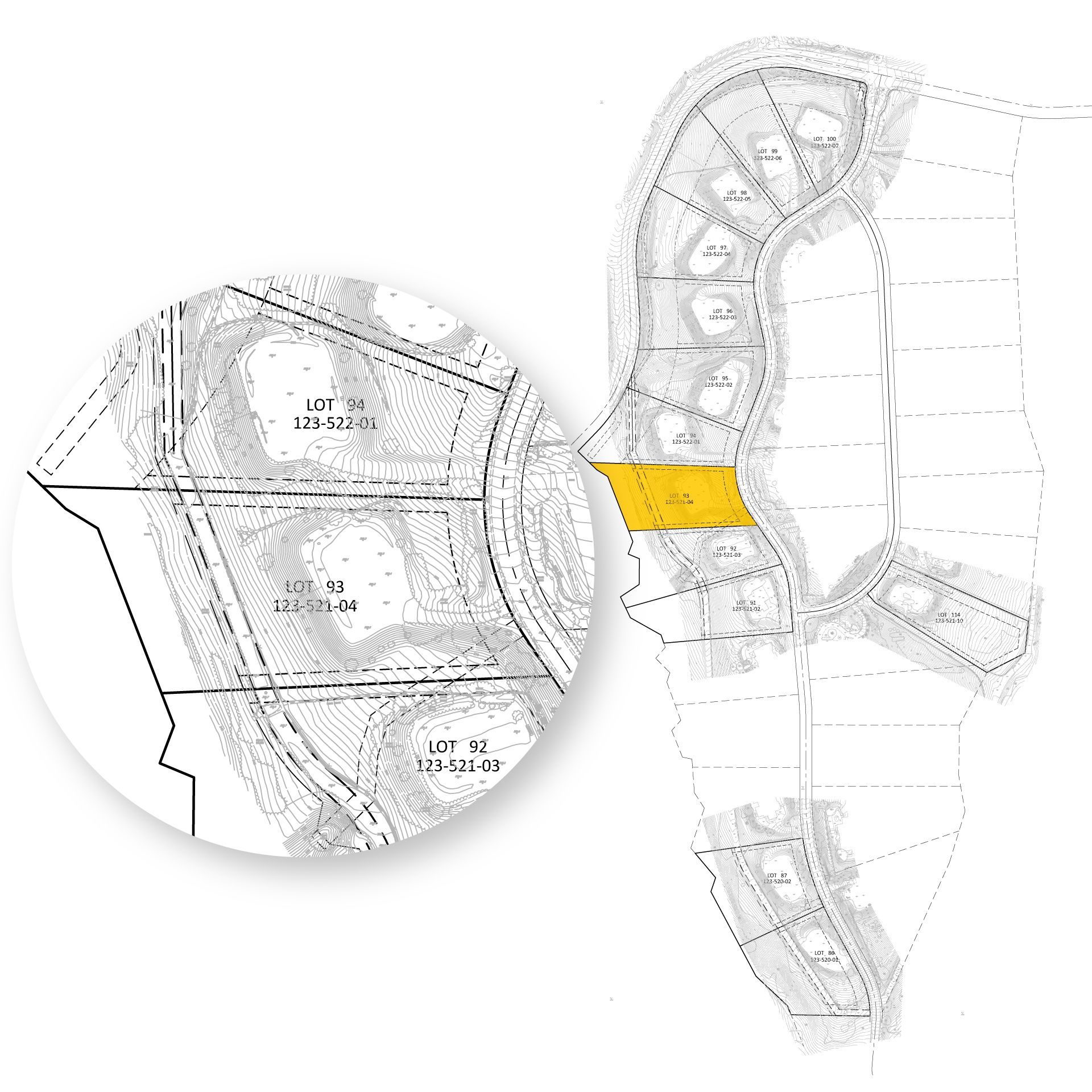 Lot 93 -Flat, lots of natural landscaping. 