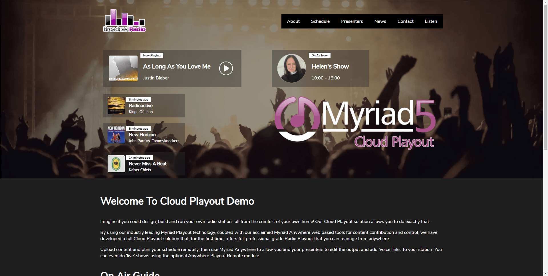 A screen shot of a website called myriad 5