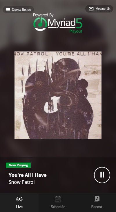 A screenshot of a music app that says you 're all i have snow patrol