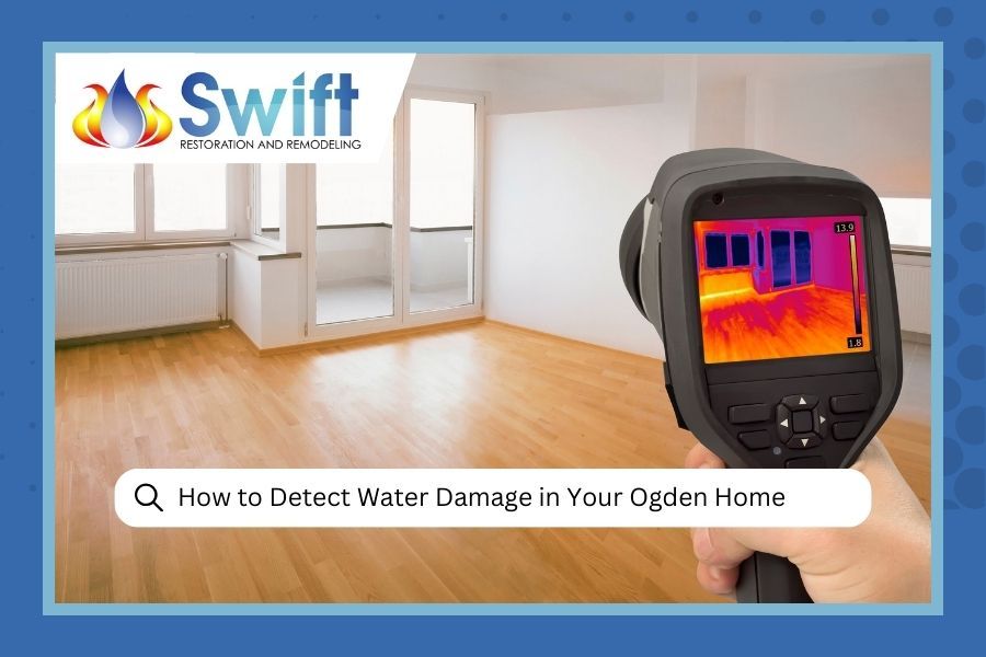 Thermal camera detecting water damage in a home in Ogden, Utah.