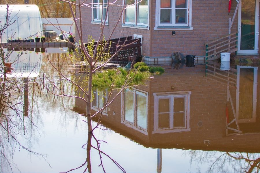Basement flood damage caused by outside water intrusion