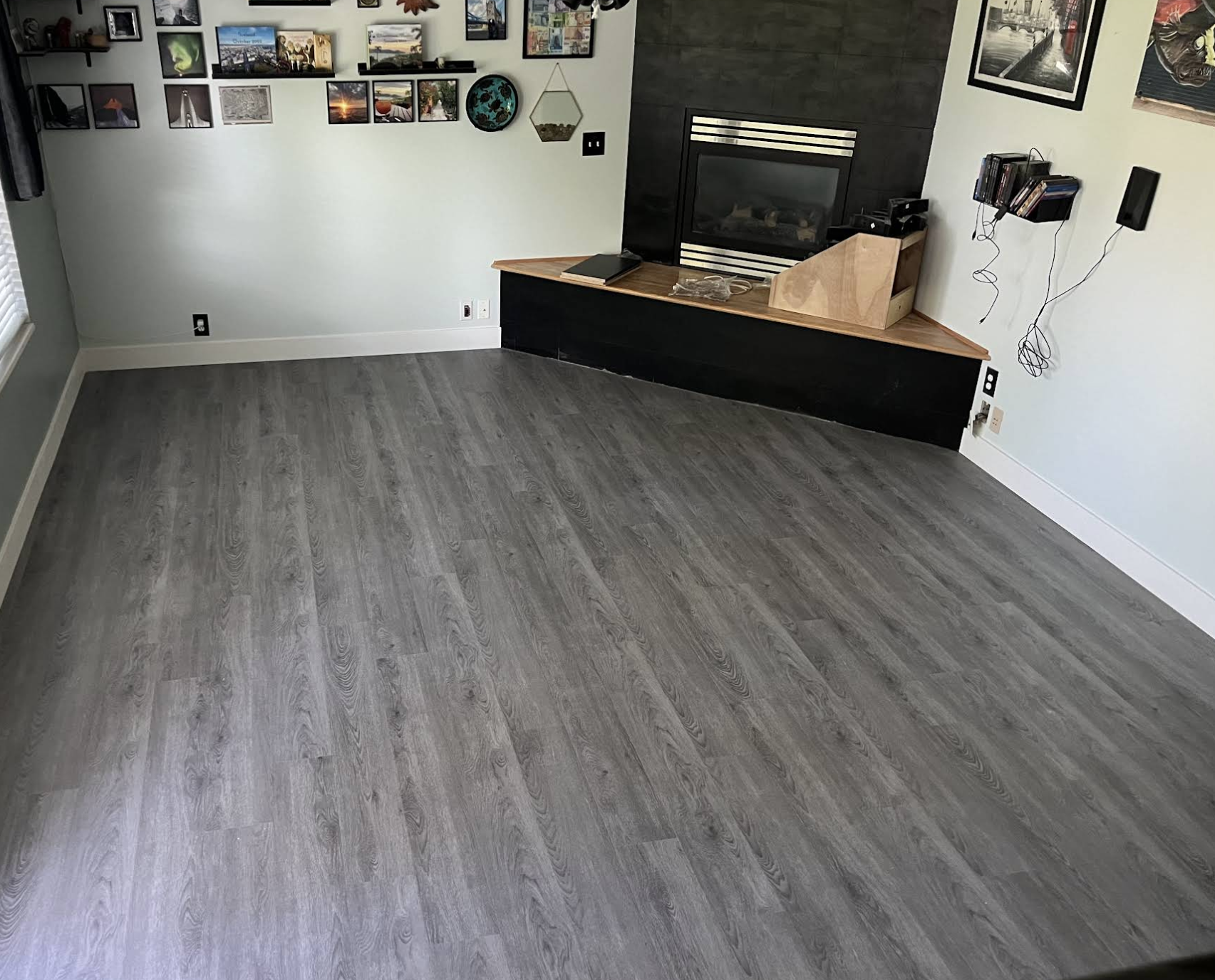 New flooring installation in basement remodel