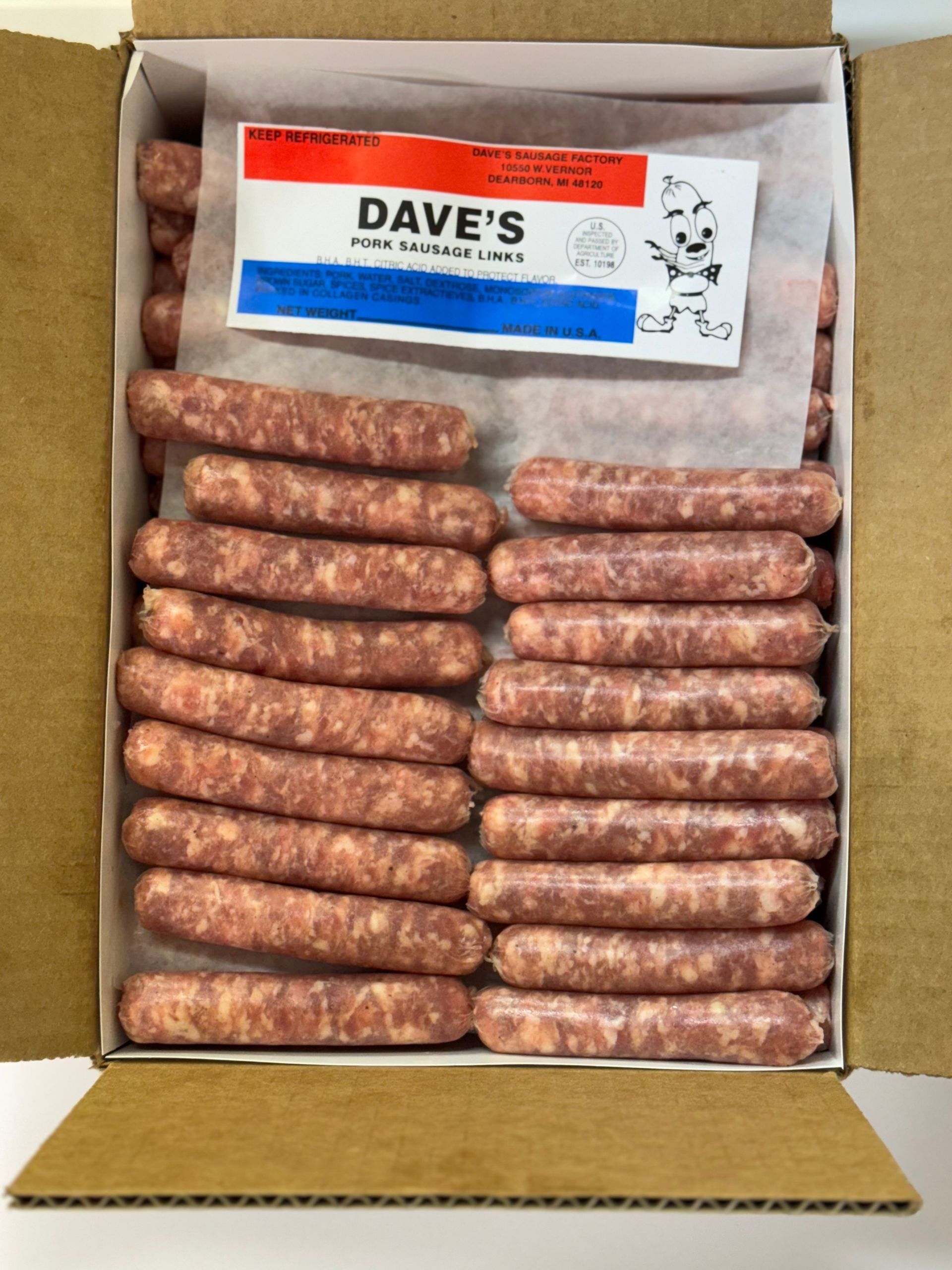 Pork Sausage Link Packed inside a box