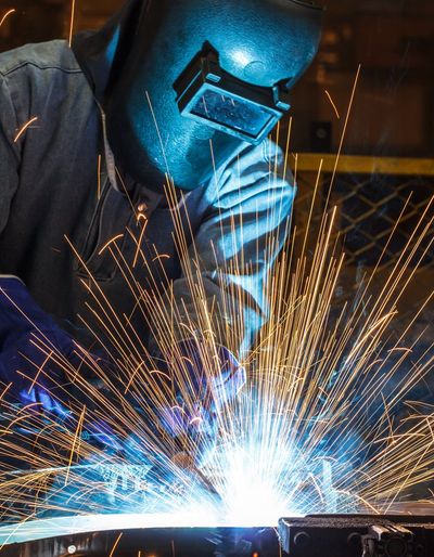 Welding — Industrial Steel Welder In Factory In Pulaski County, AR