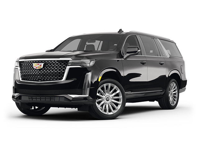 A black cadillac escalade is shown on a white background.