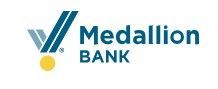 The medallion bank logo is a blue and yellow logo with a medallion on it.