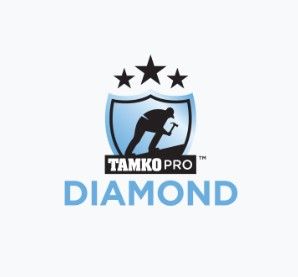 A logo for tamko pro platinum with a man holding a hammer