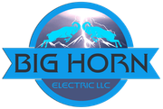A blue logo for big horn electric llc