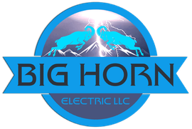 A blue logo for big horn electric llc