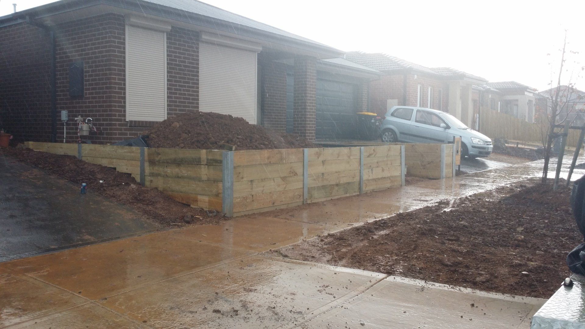 Excavation & Timber Retaining Wall