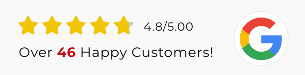4.  8/5. 00 stars rating with 46+ happy customers, with Google logo.