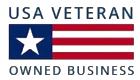 USA Veteran-owned business logo: American flag with text 