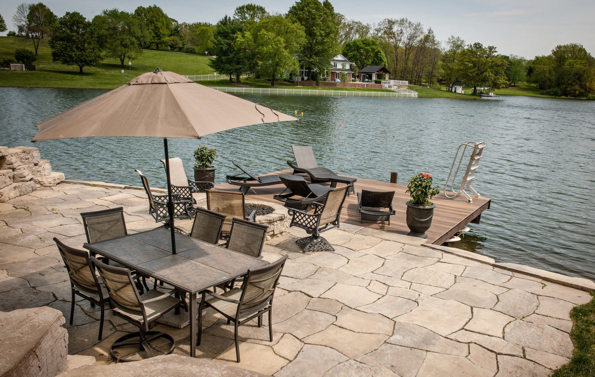stone lake front landscaping