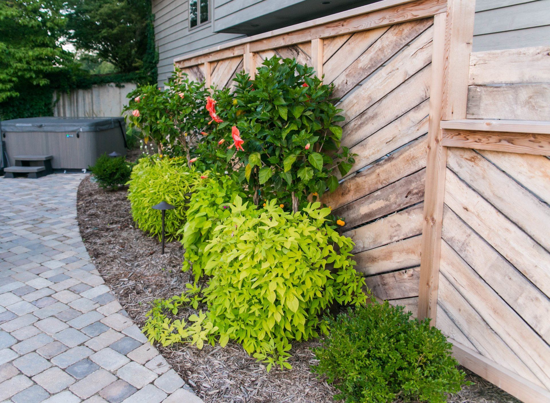 landscaped fence area