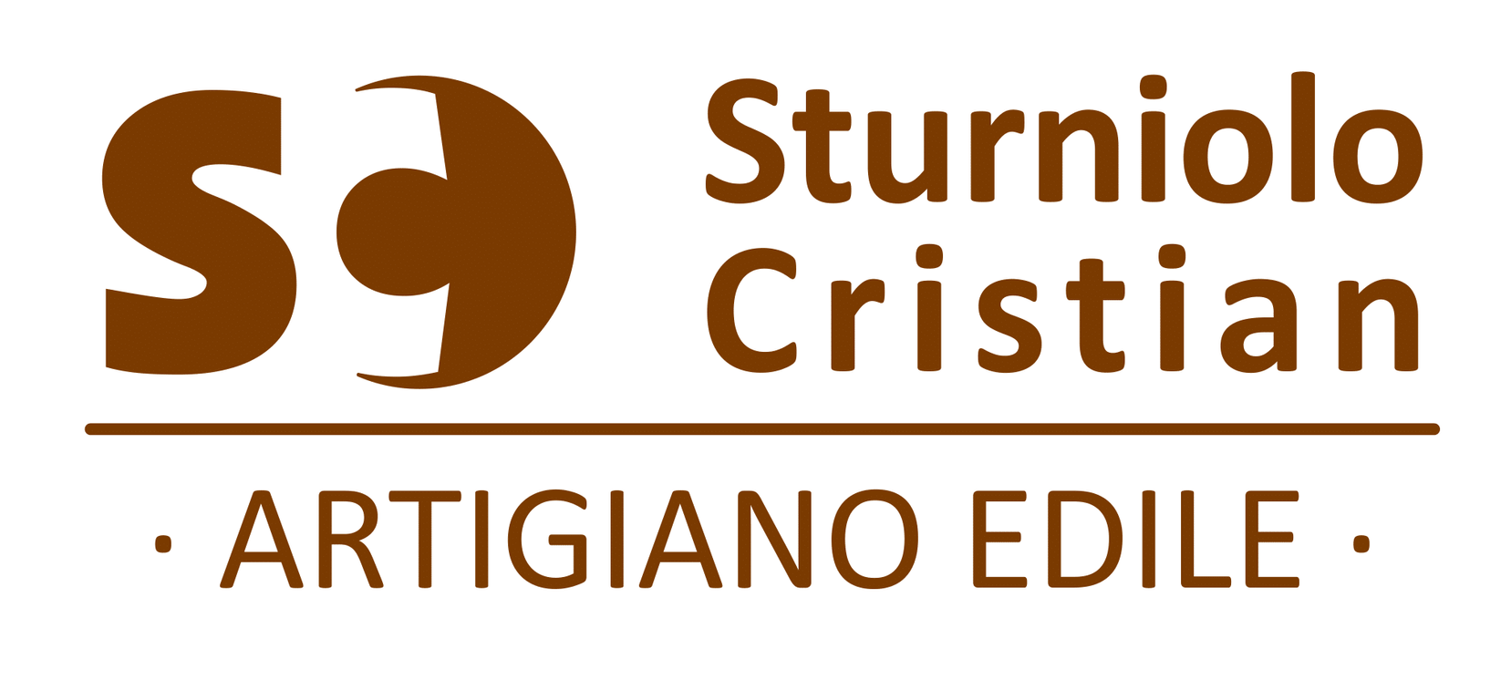 Logo marrone per Sturniolo Cristian, artigiano edile. Il logo presenta le iniziali 