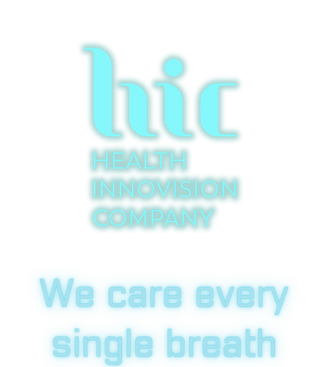 A logo for hic health innovation company that says we care every single breath