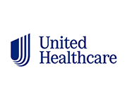 United Healthcare logo: blue shield with vertical lines, next to text 