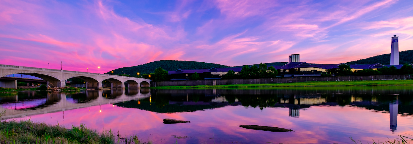 Corning and the Chemung River at Sunset