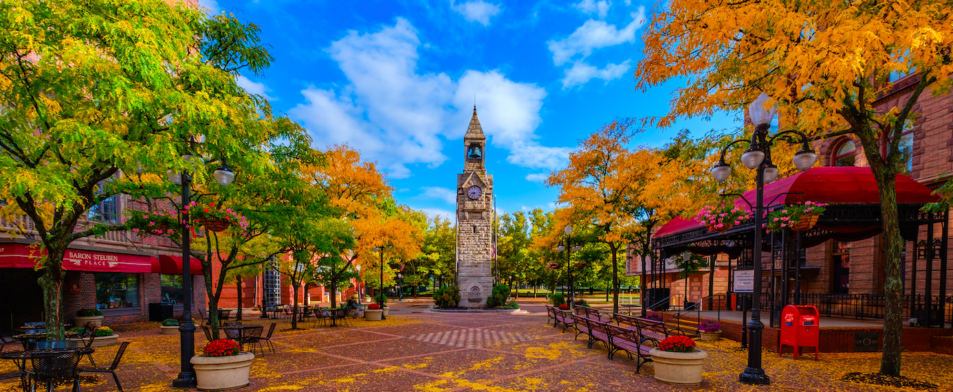 Centerway Square in Corning NY during Fall