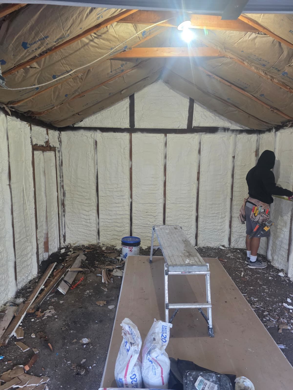 after installing sprayfoam insulation for garage insulation project near Old Bridge NJ